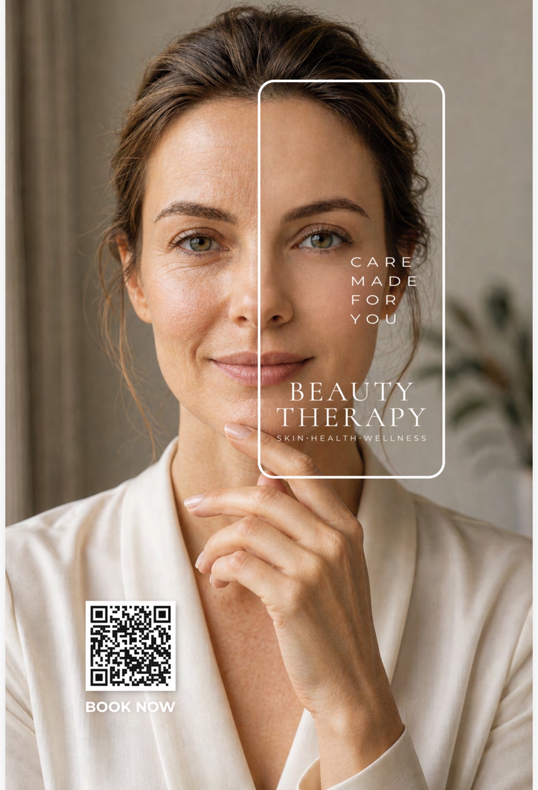 Beauty Therapy Clinic — branded portrait in warm, natural tones